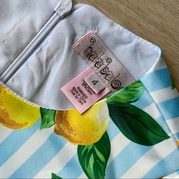 Halabaloo Girls Formal Lemon Dress with Blue Stripes - Size 4 - Picture 7 of 10